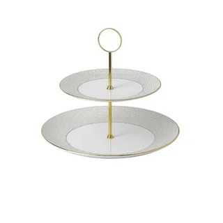 Wedgwood gio gold two-tiered cake stand