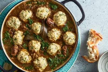 Lamb and fennel stew with easy yoghurt-herb dumplings