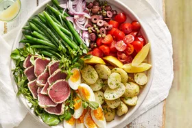 Nicoise salad with seared tuna