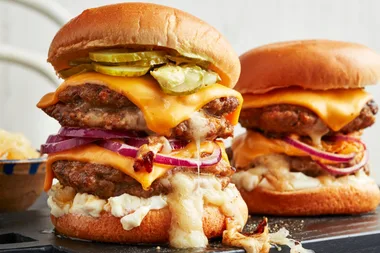 The ultimate double-stacked burger – with hidden cheese!