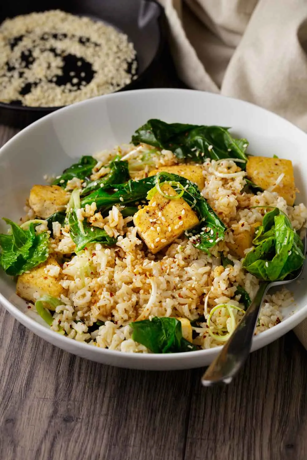 brown rice and tofu dish