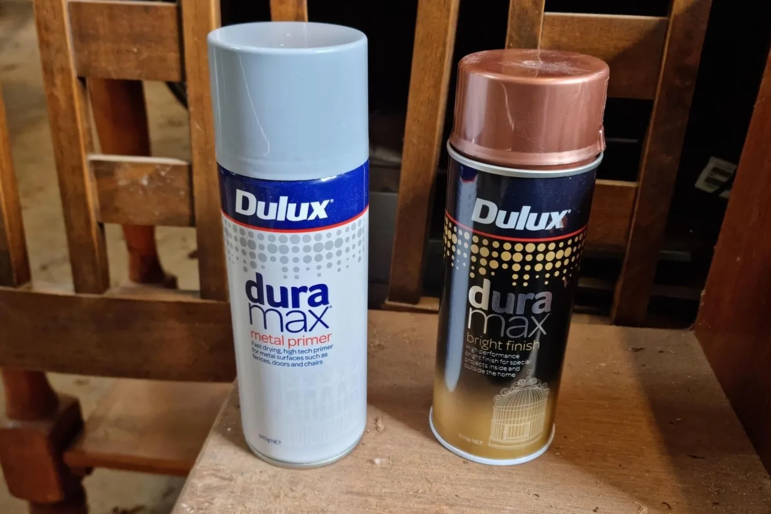 Duramax Bright Copper Rose Spray Paint and Metal Primer.
