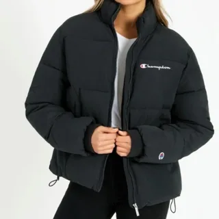 Champion Rochester Athletic Puffer Jacket in Black
