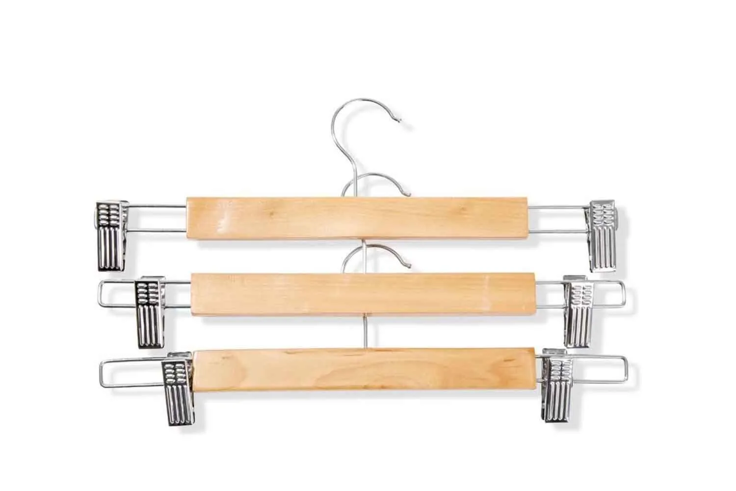 set of three wooden hangers to oragnise a wardrobe