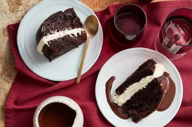 Gluten-free chocolate cake with coconut cream icing