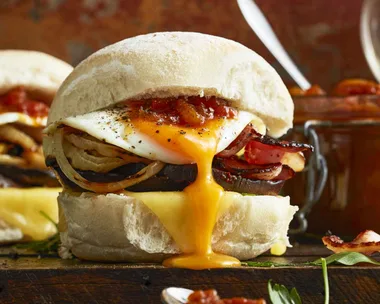 Extra smoky bacon and egg breakfast rolls