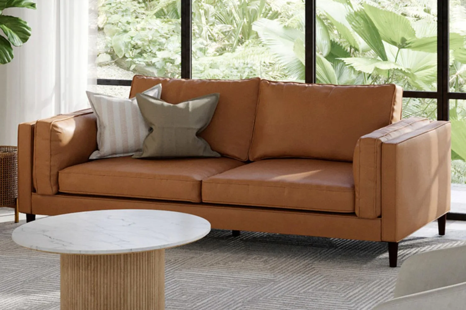 Tan Brahm 3-seater premium leather sofa