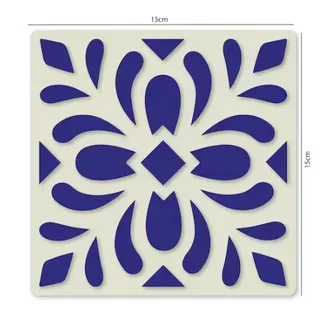 Mediterranean No.6 Tile Crafting Stencil Upcycle Washable Reusable Mylar 15cm