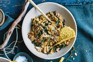 Chicken, barley and mushroom risotto