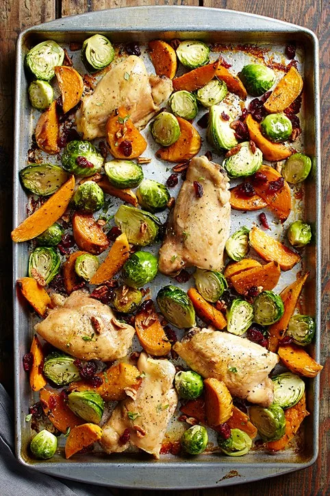 chicken thigh tray bake