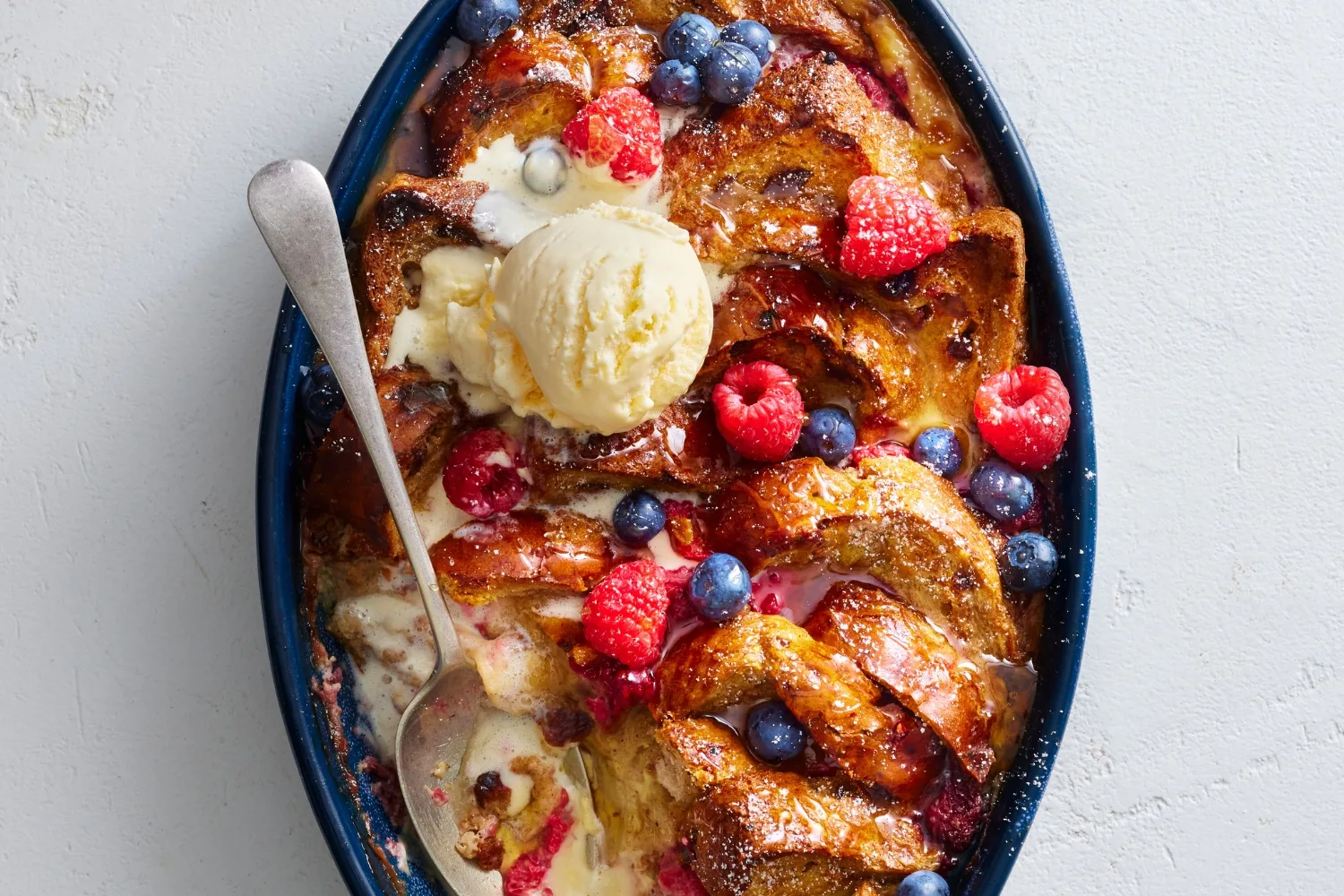 Fruit bread and butter pudding