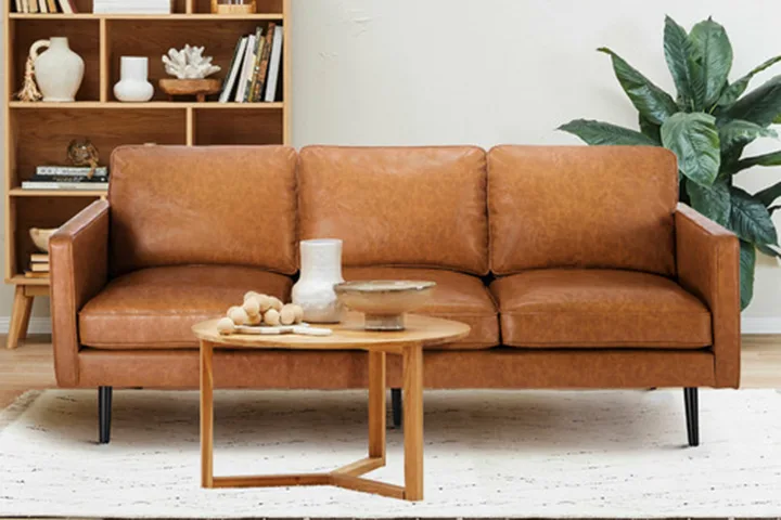 Tan Carlo Faux Leather 3 Seater Sofa