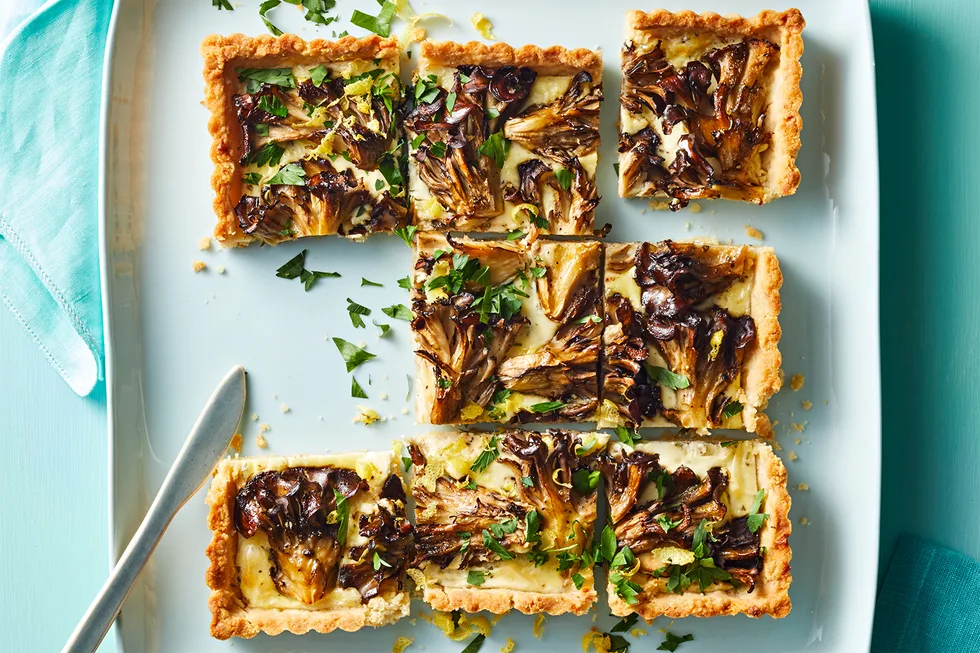 Roasted mushroom and goat's cheese tart.