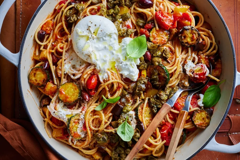Caponata And Burrata Pasta Recipe Recipe - Better Homes & Gardens Australia