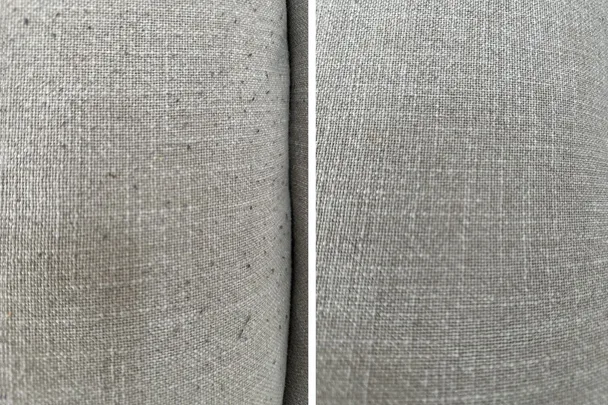 Pilling on sofa before and after