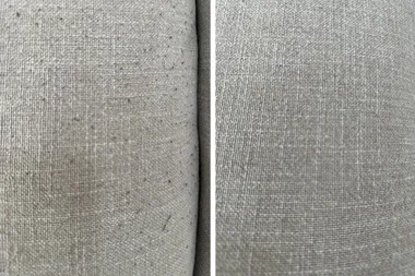 Pilling on sofa before and after