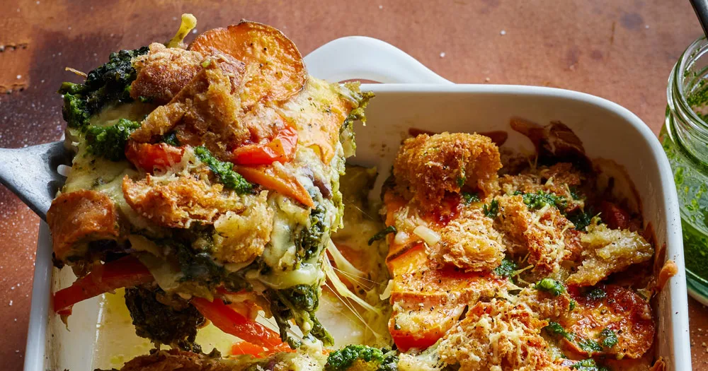 Pesto Vegetable Bake Recipe Recipe | Better Homes &amp; Gardens Australia