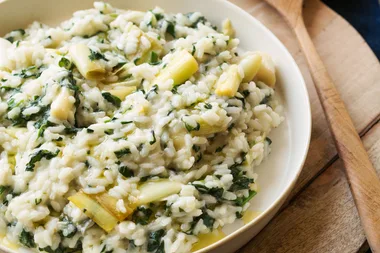 This risotto with spinach and leek will be ready in no time