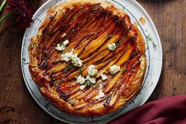 Carrot tarte tatin with walnut salad