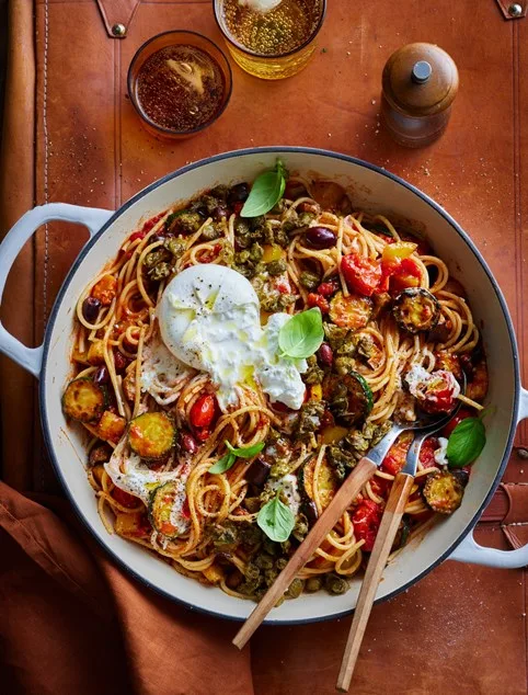 caponata and burrata pasta fast pasta