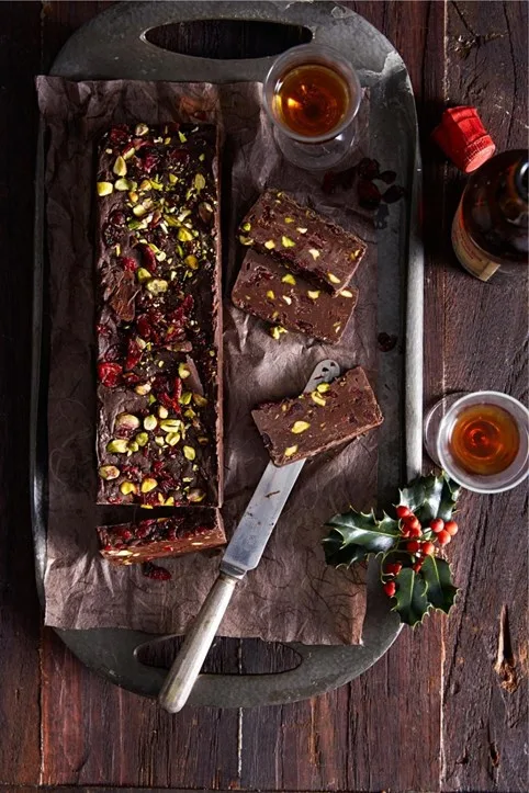chocolate fudge with cherry pistachio