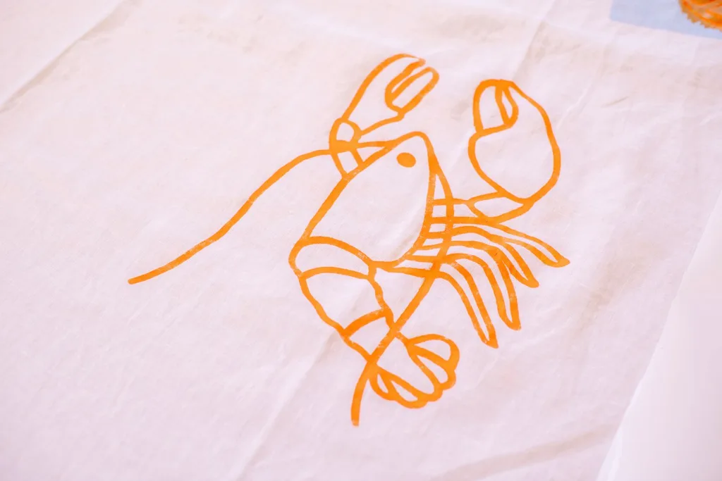 lobster painted on tablecloth