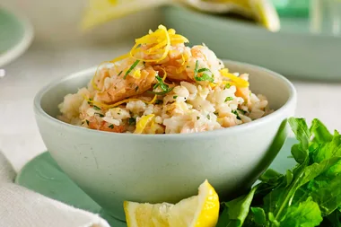 Smoked salmon and prawn risotto