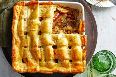 Mushroom and potato sausage-roll pie