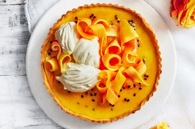 Passionfruit and papaya tart