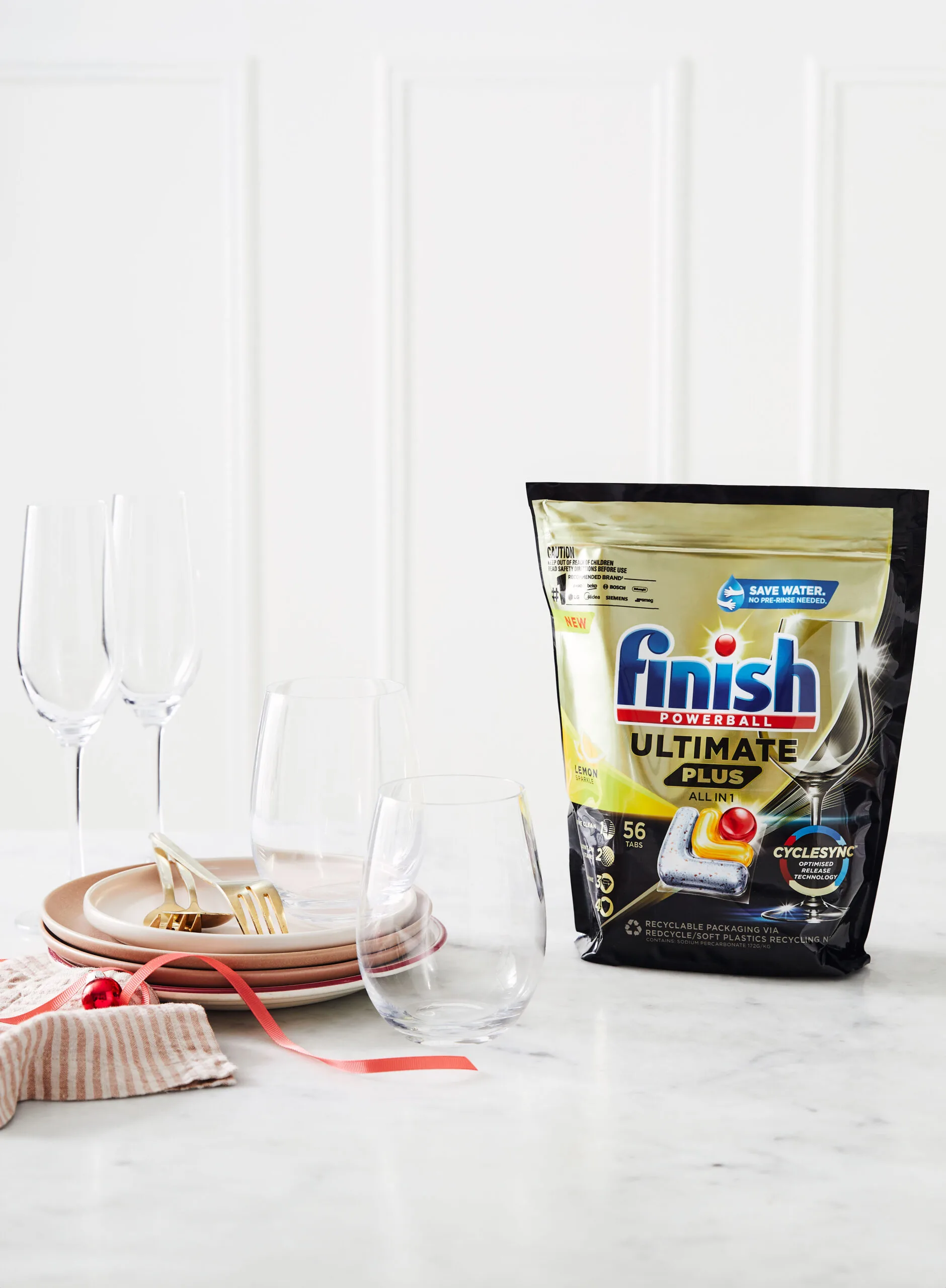 Clean plates and glasses with Finish dishwasher tablets