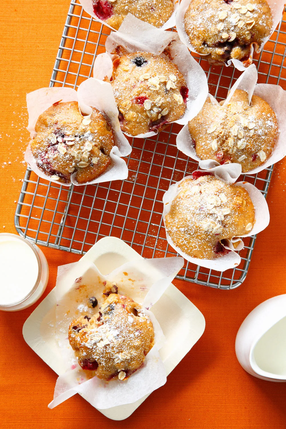 julia's raspberry oat and banana muffins