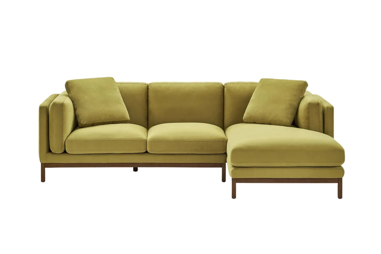 Owen Chaise Sectional Sofa in Olive Golden Velvet.