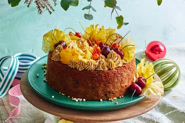 Mango and macadamia fruitcake