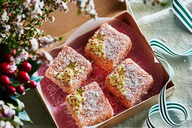 Passionfruit lamingtons