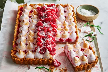 Raspberry and coconut ‘Vovo’ tart