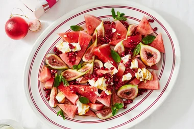 Watermelon, pomegranate and feta salad