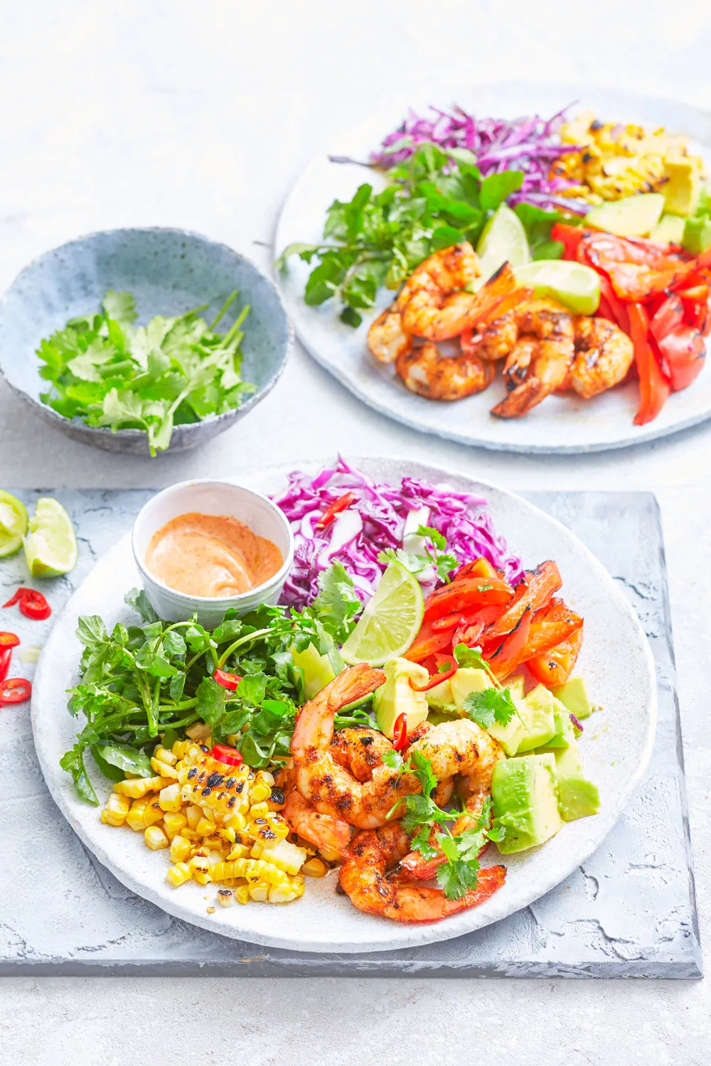 mexican grilled corn and prawn salad