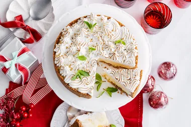 Tangy passionfruit and lemon meringue ice cream pie