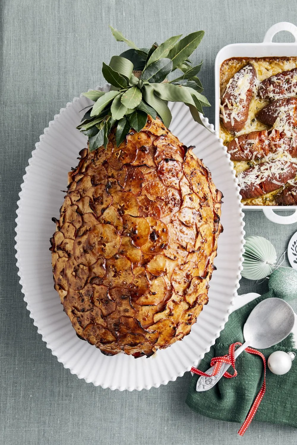 apple-glazed-ham-hasselback-potatoes