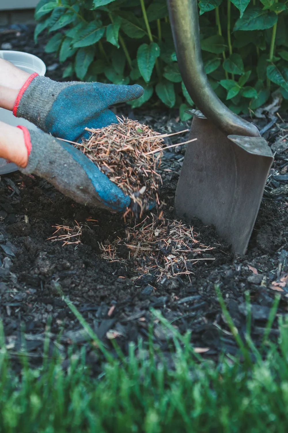 Mulching a garden is great for keeping soil moist and reducing weed growth.