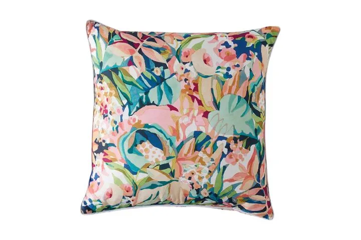 Bed Bath N' Table panama teal peach cushion