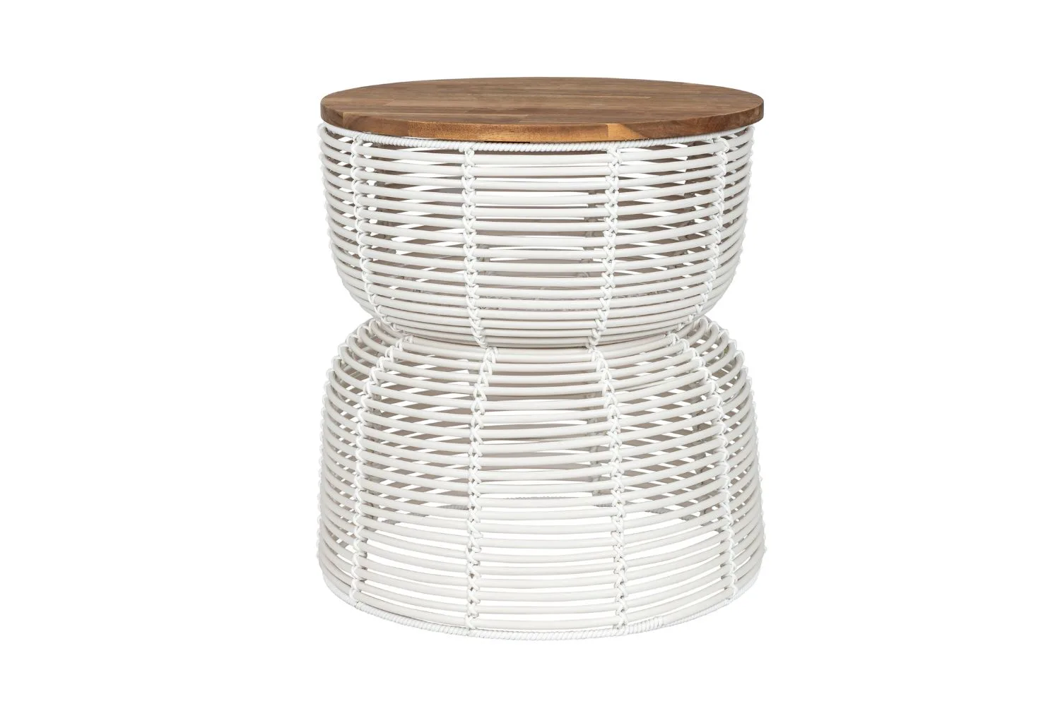 white rattan side outdoor coffee table