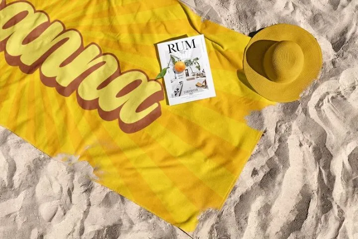 Personalised yellow beach towel