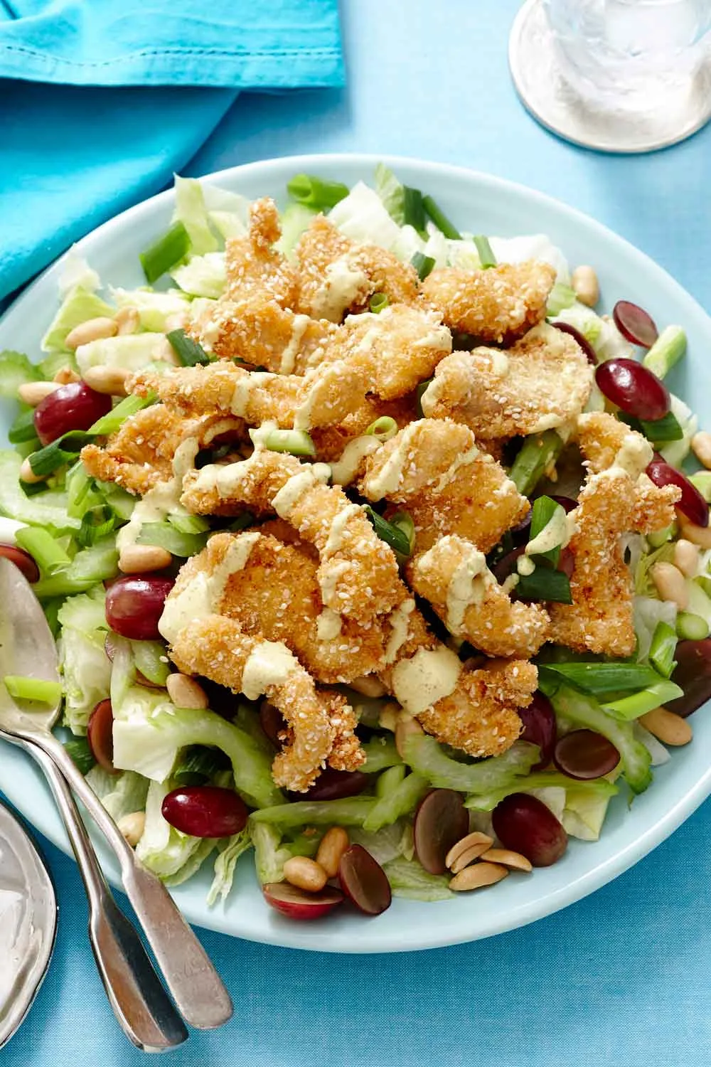 Sesame coronation chicken salad