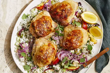 Chorizo, oregano and lemon stuffed chicken with nectarine rice