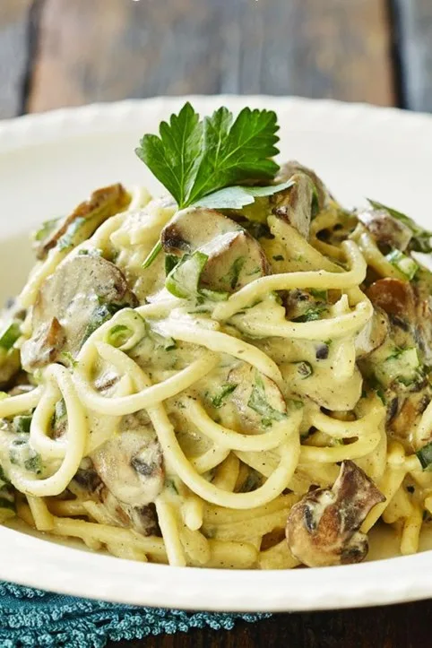 mushroom linguine easy dinner
