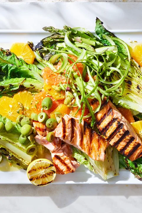 healthy grilled salmon with cos salad recipe