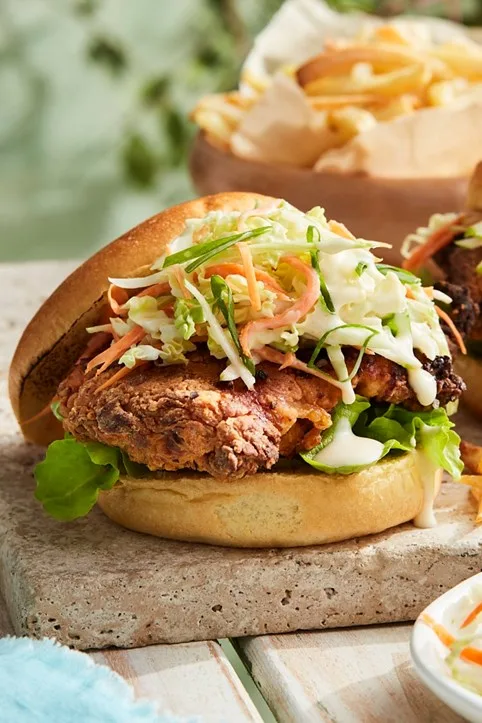 southern air fried chicken burger