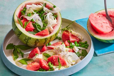 Colin’s watermelon and feta salad with fennel, mint and peas