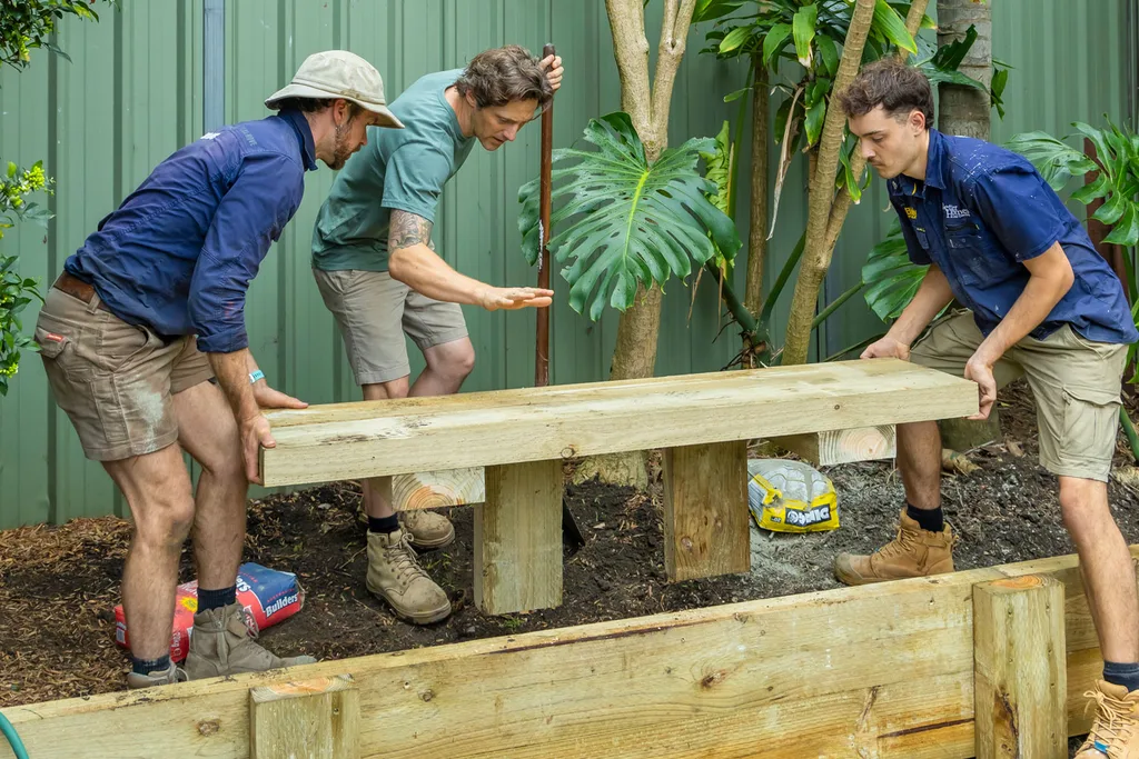 For the bench, put 2 Seat panels parallel with edges together on a flat surface.